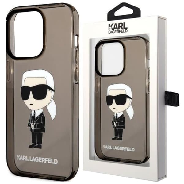 Karl Lagerfeld KLHCP14LHNIKTCK iPhone 14 Pro 6.1 svart/svart hardt deksel Ikonik Karl Lagerfeld