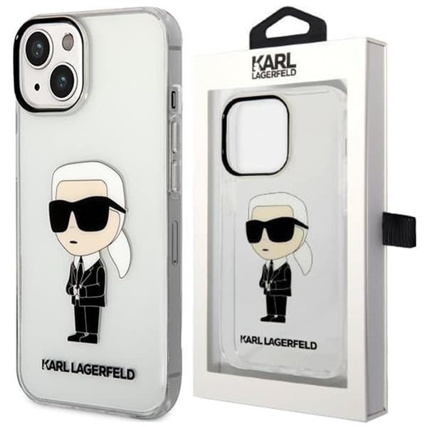 Karl Lagerfeld KLHCP14MHNIKTCT iPhone 14 Plus 6.7 gjennomsiktig hardt deksel Ikonik Karl Lagerfeld