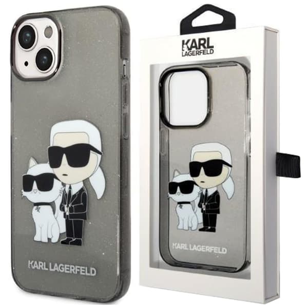 Karl Lagerfeld KLHCP14MHNKCTGK iPhone 14 Plus 6.7 svart/svart hardt deksel Gliter Karl&Choupette