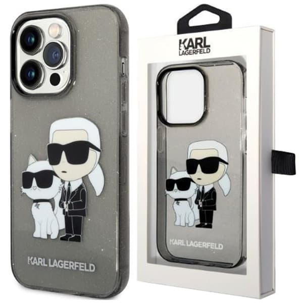 Karl Lagerfeld KLHCP14LHNKCTGK iPhone 14 Pro 6.1 svart/svart hardt deksel Gliter Karl&Choupette