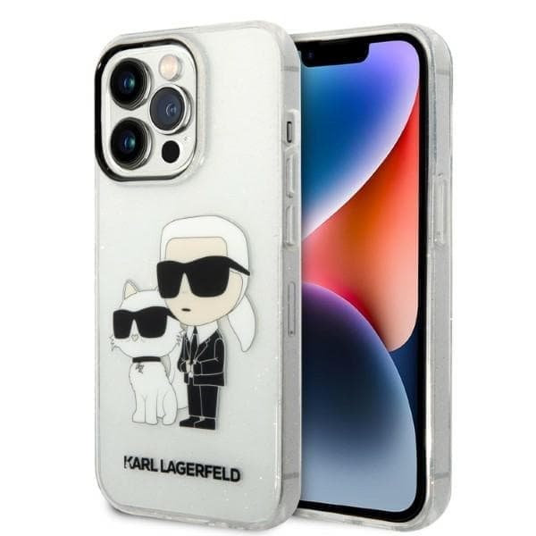 Karl Lagerfeld KLHCP14XHNKCTGT iPhone 14 Pro Max 6.7 gjennomsiktig hardt deksel Gliter Karl&Choupette