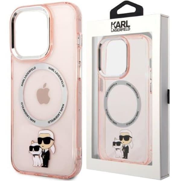 Karl Lagerfeld KLHMP14MHNKCIP iPhone 14 Plus 6.7 hardt etui rosa/rosa Ikonisk Karl&Choupette Magsafe