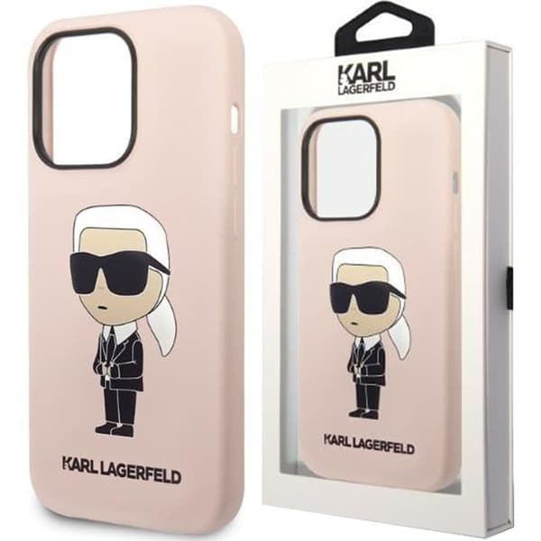 Karl Lagerfeld KLHMP14LSNIKBCP iPhone 14 Pro 6.1 hardt deksel rosa/rosa Silikon Ikonik Magsafe