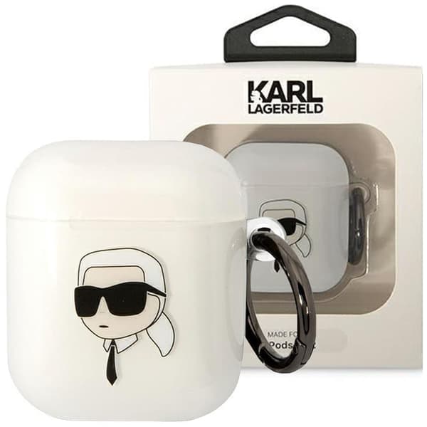Karl Lagerfeld KLA2HNIKTCT veske for AirPods 1/2 - gjennomsiktig Karls hode