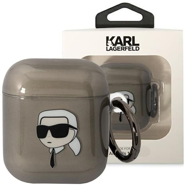 Karl Lagerfeld KLA2HNIKTCK veske til AirPods 1/2 - svart Karls hode