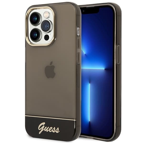 Guess GUHCP14LHGCOK iPhone 14 Pro 6.1 svart/svart hardt deksel gjennomskinnelig