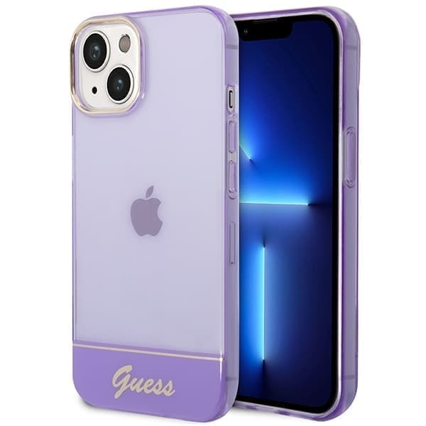 Guess GUHCP14SHGCOU iPhone 14 6.1 lilla/lilla hardt deksel gjennomsiktig