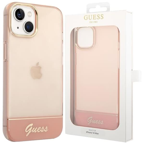 Guess GUHCP14MHGCOP iPhone 14 Plus 6.7 rosa/rosa hardt deksel gjennomsiktig
