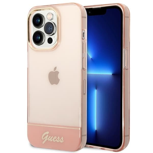 Guess GUHCP14XHGCOP iPhone 14 Pro Max 6.7 rosa/rosa hardt deksel gjennomsiktig