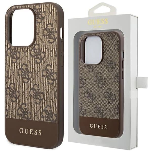 Guess GUHCP14LG4GLBR iPhone 14 Pro 6.1 brun/brunt hardt deksel 4G Stripe Collection