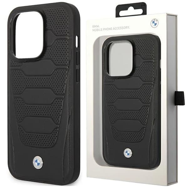 BMW BMHMP14X22RPSK Deksel til iPhone 14 Pro Max - svarte skinnseter Mønster MagSafe