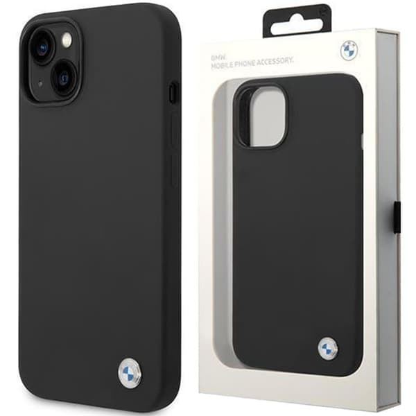 Deksel BMW BMHCP14MSILBK iPhone 14 Plus 6.7 svart/svart silikonmetalllogo