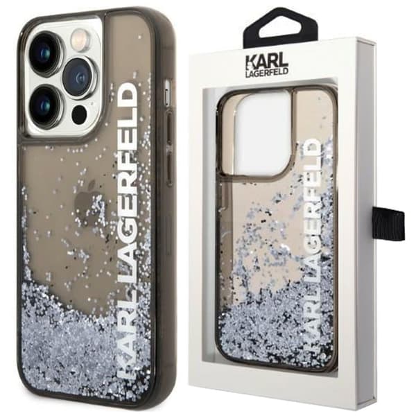 Karl Lagerfeld KLHCP14LLCKVK iPhone 14 Pro 6.1 svart/svart hardt deksel Liquid Glitter Elong