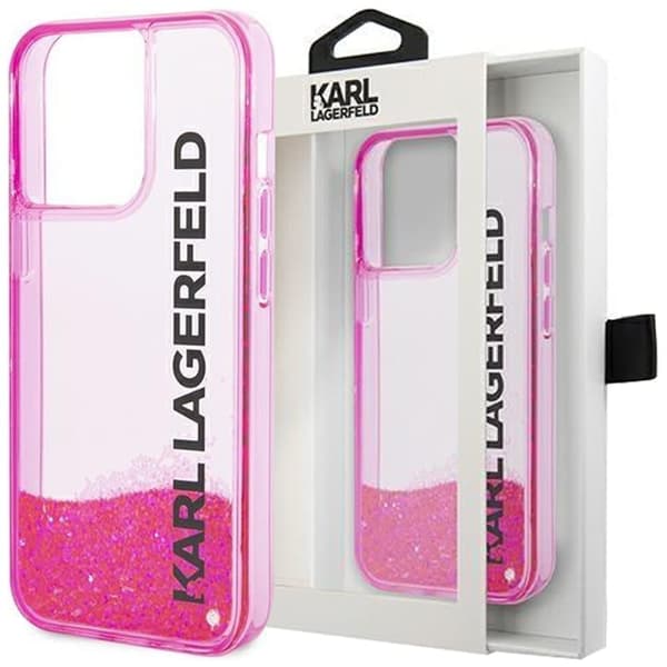 Karl Lagerfeld KLHCP14LLCKVF deksel til iPhone 14 Pro - rosa Liquid Glitter Elong