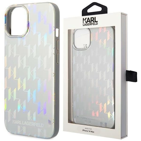 Karl Lagerfeld KLHCP14MLGMMSV3 iPhone 14 Plus 6.7 hardt deksel sølv/sølv Monogram iriserende