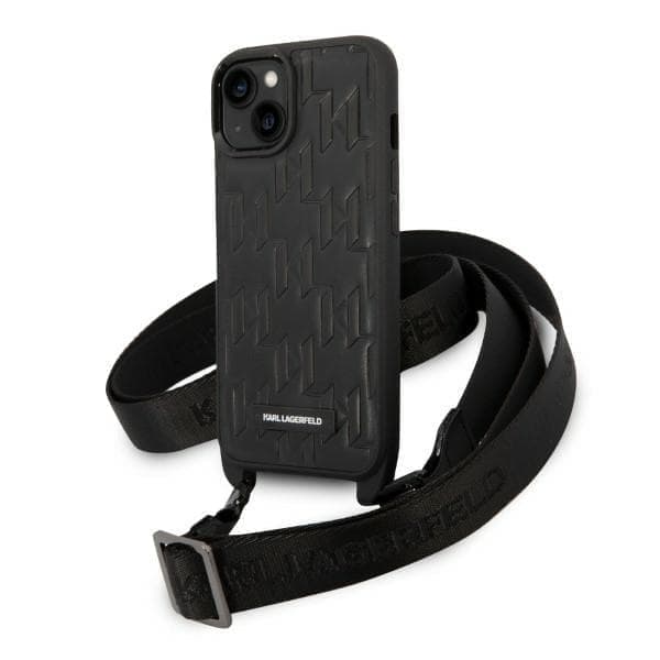 Karl Lagerfeld KLHCP14SSTMMK iPhone 14 6.1 hardt deksel svart/svart monogram plakett logorem
