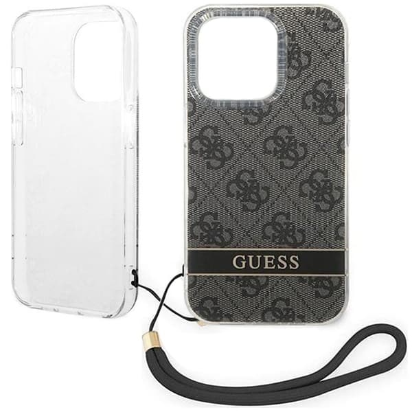 Guess GUOHCP14MH4STK iPhone 14 Plus 6.7 svart/svart hardt deksel 4G utskriftsstropp