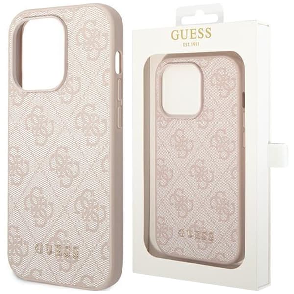 Guess GUHCP14LG4GFPI iPhone 14 Pro 6.1 rosa/rosa hardt deksel 4G Metal Gold Logo
