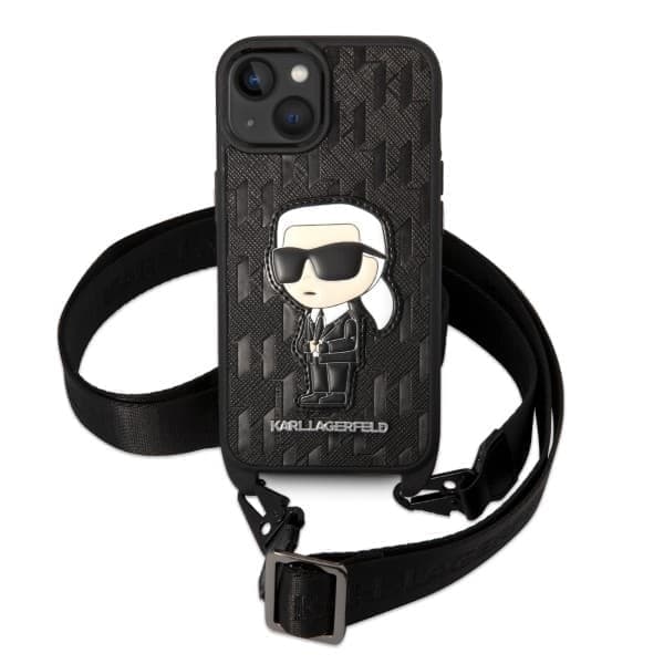 Karl Lagerfeld KLHCP14MSTKMK iPhone 14 Plus 6.7 svart/svart hardt deksel Monogram Ikonik Patch