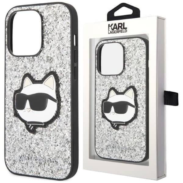 Karl Lagerfeld KLHCP14MG2CPS iPhone 14 Plus 6.7 sølv/sølv hardt deksel Glitter Choupette Patch