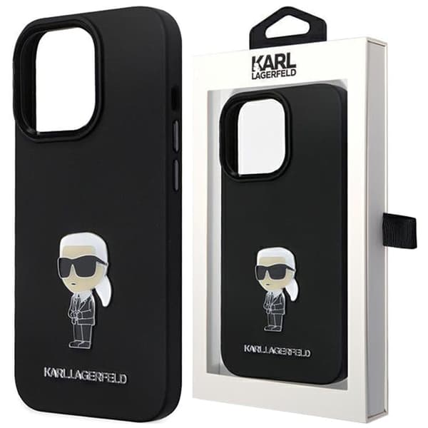 Karl Lagerfeld KLHCP14LSMHKNPK deksel til iPhone 14 Pro - svart Silikon Ikonik Metal Pin