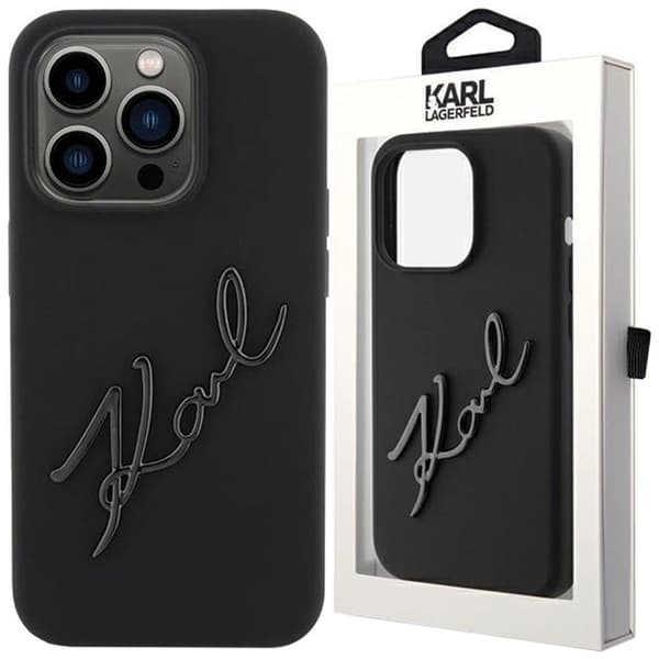 Karl Lagerfeld Silikon Karl Script deksel til iPhone 15 Pro - svart