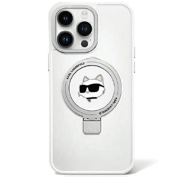 Karl Lagerfeld Ring Stand Choupette Head MagSafe deksel til iPhone 15 Pro - hvit