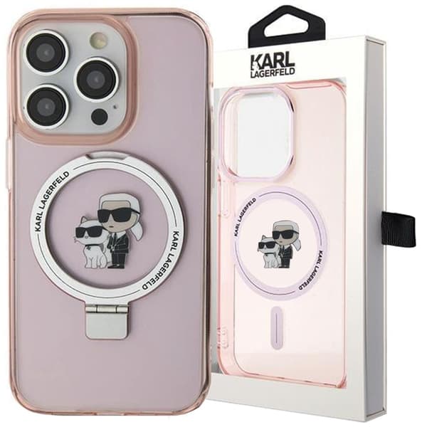 Karl Lagerfeld Ring Stand Karl&Choupette MagSafe deksel til iPhone 15 Plus - rosa