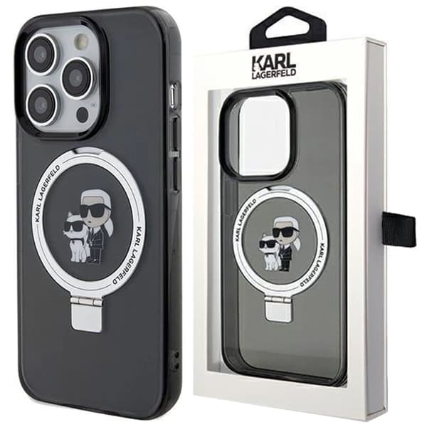 Karl Lagerfeld Ring Stand Karl&Choupette MagSafe deksel til iPhone 14 Pro Max - svart