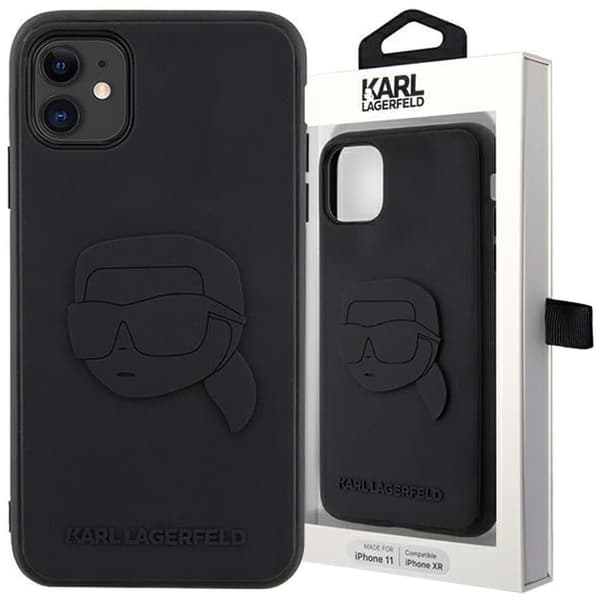 Karl Lagerfeld gummi Karl Head 3D-deksel KLHCN613DRKNK for iPhone 11 / Xr - Svart