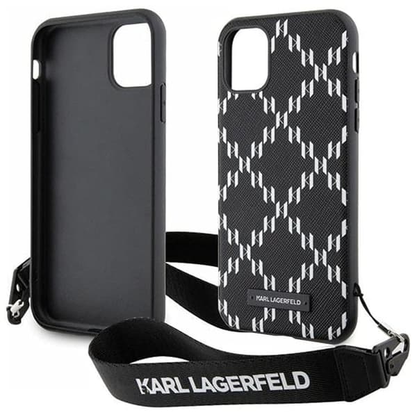 Karl Lagerfeld KLHCN61SAKLMBSK Deksel til iPhone 11 / Xr - Svart Monogram Losange Saffiano
