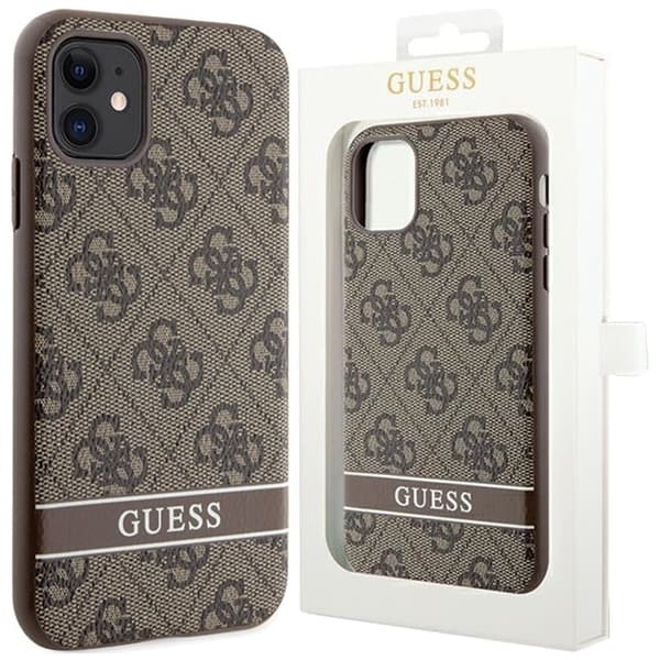 Guess GUHCN61P4SNW deksel til iPhone 11 / Xr - brun 4G Stripe