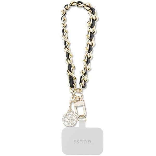Guess GUOUCHSAMC4K Universal Hand Strap Case - Svart Saffiano Chain 4G Charm