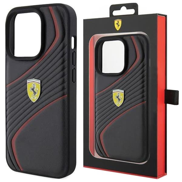 Ferrari FEHCP15SPTWK iPhone 15 6.1 svart/svart hardt deksel Twist Metal Logo