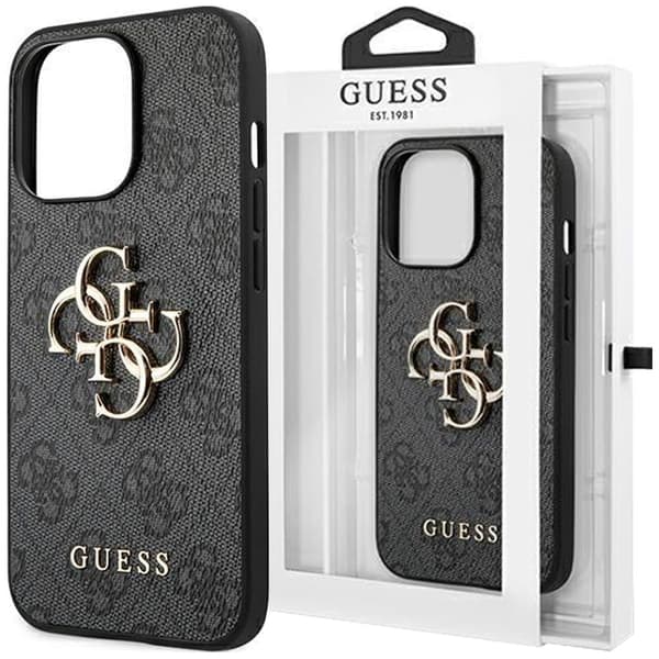Guess 4G Big Metal Logo beskyttelsesdeksel til iPhone 15 - grå