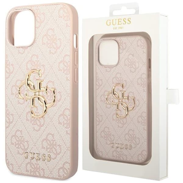Guess 4G Big Metal Logo beskyttelsesdeksel til iPhone 15 - rosa