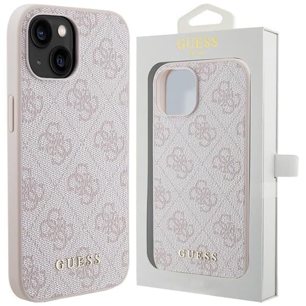 Guess 4G Big Metal Logo beskyttelsesdeksel til iPhone 15 Plus - rosa