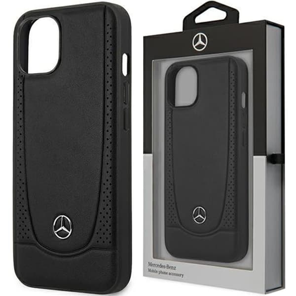 Mercedes MEHCP15SARMBK iPhone 15 6.1 svart/svart hardt deksel Leather Urban