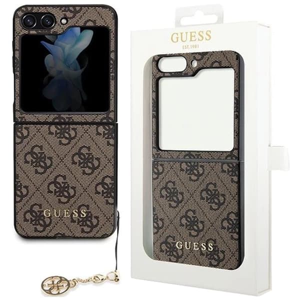 Guess 4G Charms Collection-deksel til Samsung Galaxy Z Flip 5 - brun
