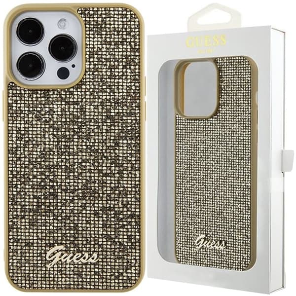 Guess Disco Metal Script-deksel til iPhone 15 Pro Max - Gull