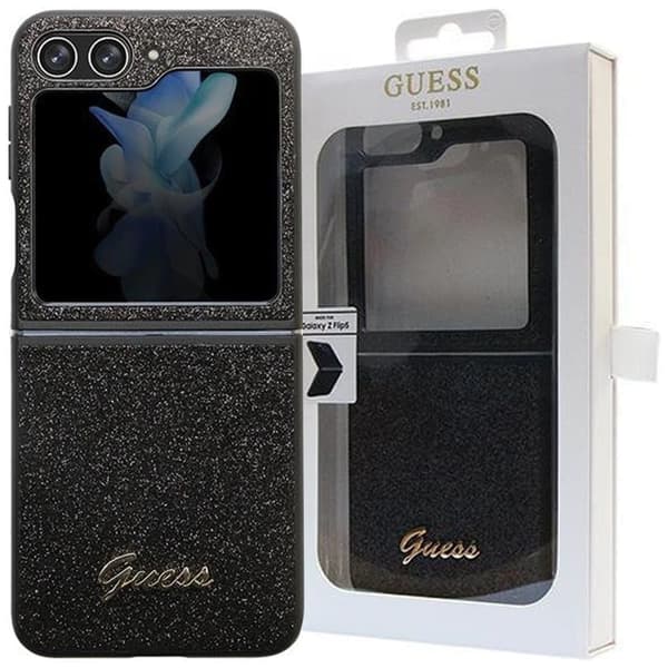 Guess Glitter Script-deksel til Samsung Galaxy Z Flip 5 - Svart