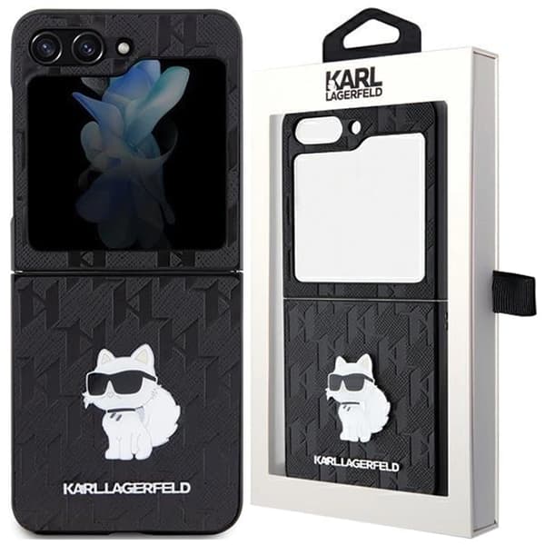 Karl Lagerfeld Saffiano Monogram Choupette Pin Veske til Samsung Galaxy Z Flip 5 - Svart