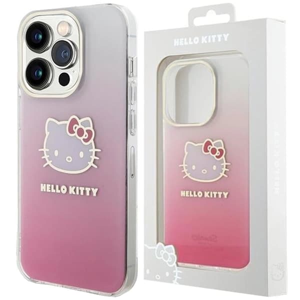Hello Kitty IML Gradient Electrop Kitty Head Deksel til iPhone 15 Pro - Rosa