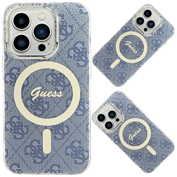 Guess IML 4G MagSafe beskyttelsesdeksel for iPhone 15 / 14 / 13 - blå
