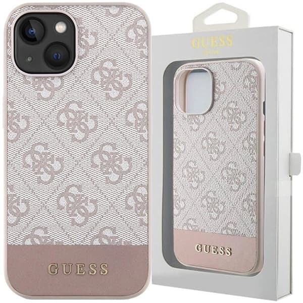 Guess 4G Stripe Collection-deksel til iPhone 15 / 14 / 13 - Rosa