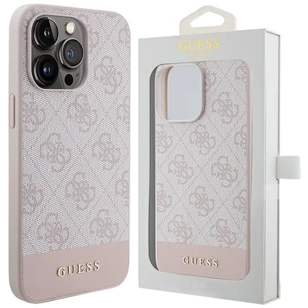 Guess 4G Stripe Collection beskyttelsesdeksel til iPhone 15 Pro Max - rosa