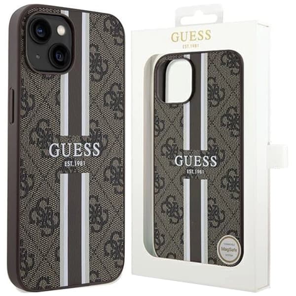 Guess 4G Printed Stripes MagSafe-deksel til iPhone 15/14/13 - Brun