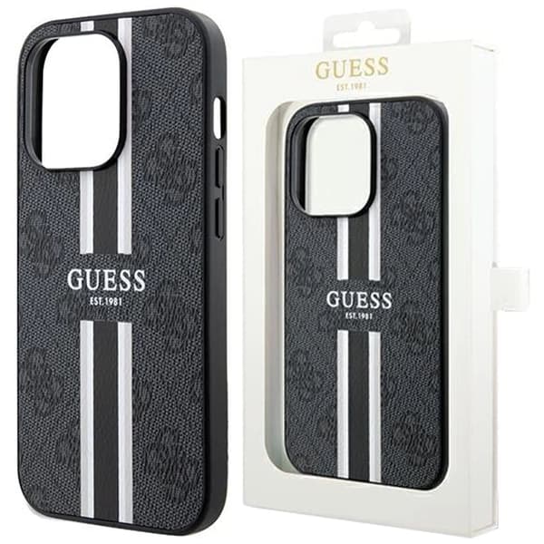 Guess 4G Printed Stripes MagSafe-deksel til iPhone 15 Pro Max - Svart