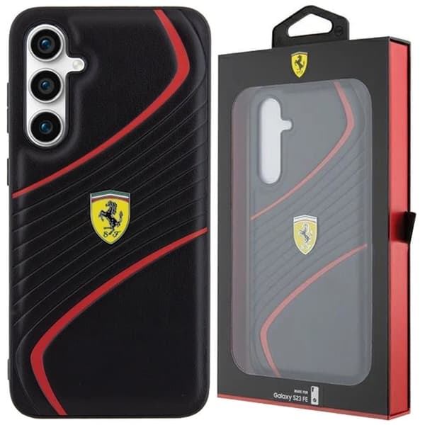 Ferrari Twist Metal Logo Deksel til Samsung Galaxy S23 FE - Svart