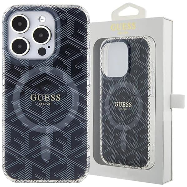 Guess IML GCube MagSafe-deksel til iPhone 15 Pro Max - svart